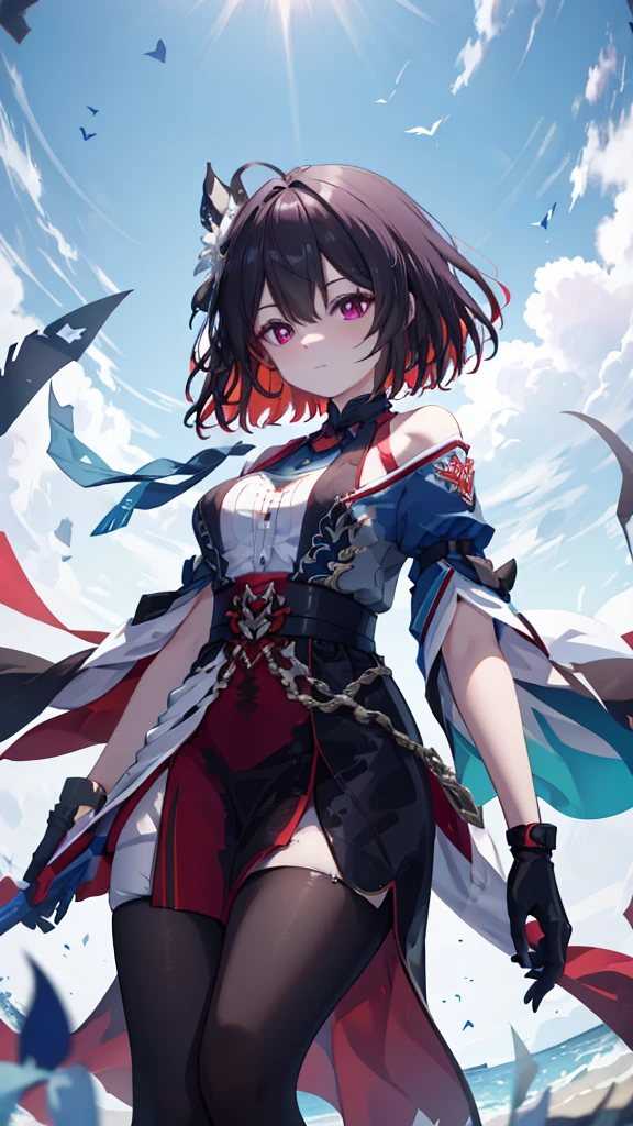 girl，Clarity，high-definition，High Detail，Rich in details，transparent，纹理Clarity，beauty，grace，nature，Red eyes，long hair，