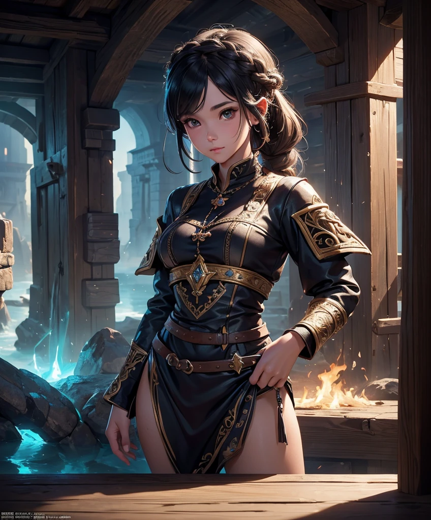  (((1girl))) (((Solo focus))) Generate a female villager for a fantasy setting.  She works as a dock worker in a medieval fantasy port town with a colorful background, , Dungeons & Dragons character portrait, intricate details, ultra detailed, ultra detailed clothes, ultra epic masterpiece, ultra detailed, intricate details, award winning, fantasy art concept masterpiece, trending on Artstation, digital art, unreal engine, 8k, ultra HD, centered image masterpiece:1.2, photorealistic:1.2, girl focus, volumetric lighting, glossy skin, shiny skin, 
