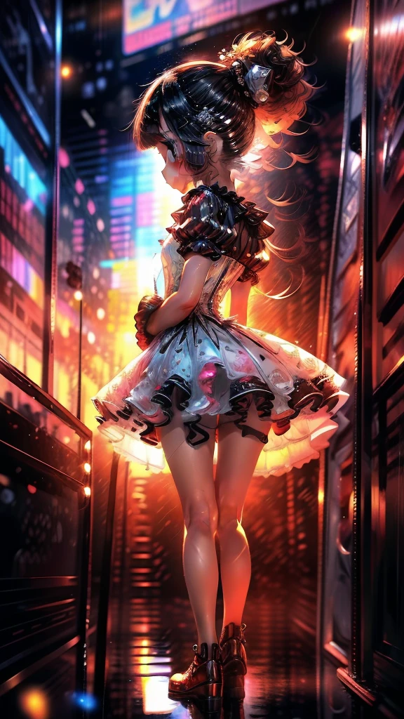 Drawing of a girl with ponytail and dress, cute 3d rendering, cute detailed digital art, mini cute girl, cute digital painting, 3d rendering stylized, cute digital art, cute rendering 3d anime girl, little curve , cute! C4D, a single character full body, standing on a white base
