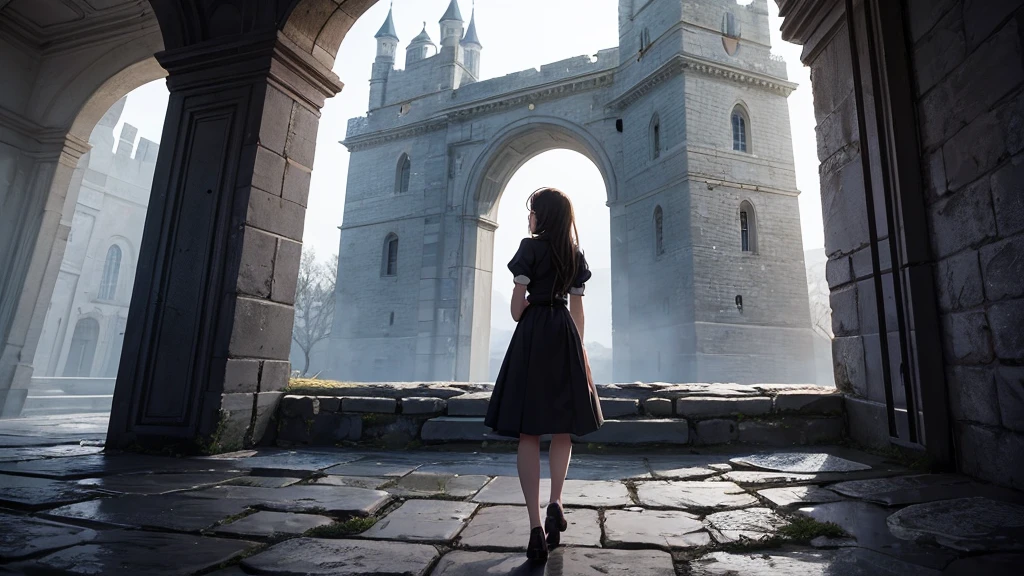 a couple,Walls of an old fortress or castle with hearts engraved on them, symbolizing the love that has withstood the passage of time and hardships. Environment: Nostalgic and epic, evoking the resistance and strength of love in the face of challenges and