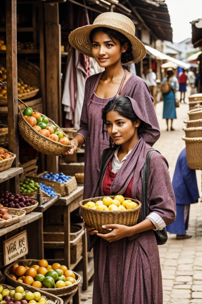 Beautiful woman selling things in the market
Dressed in village clothes