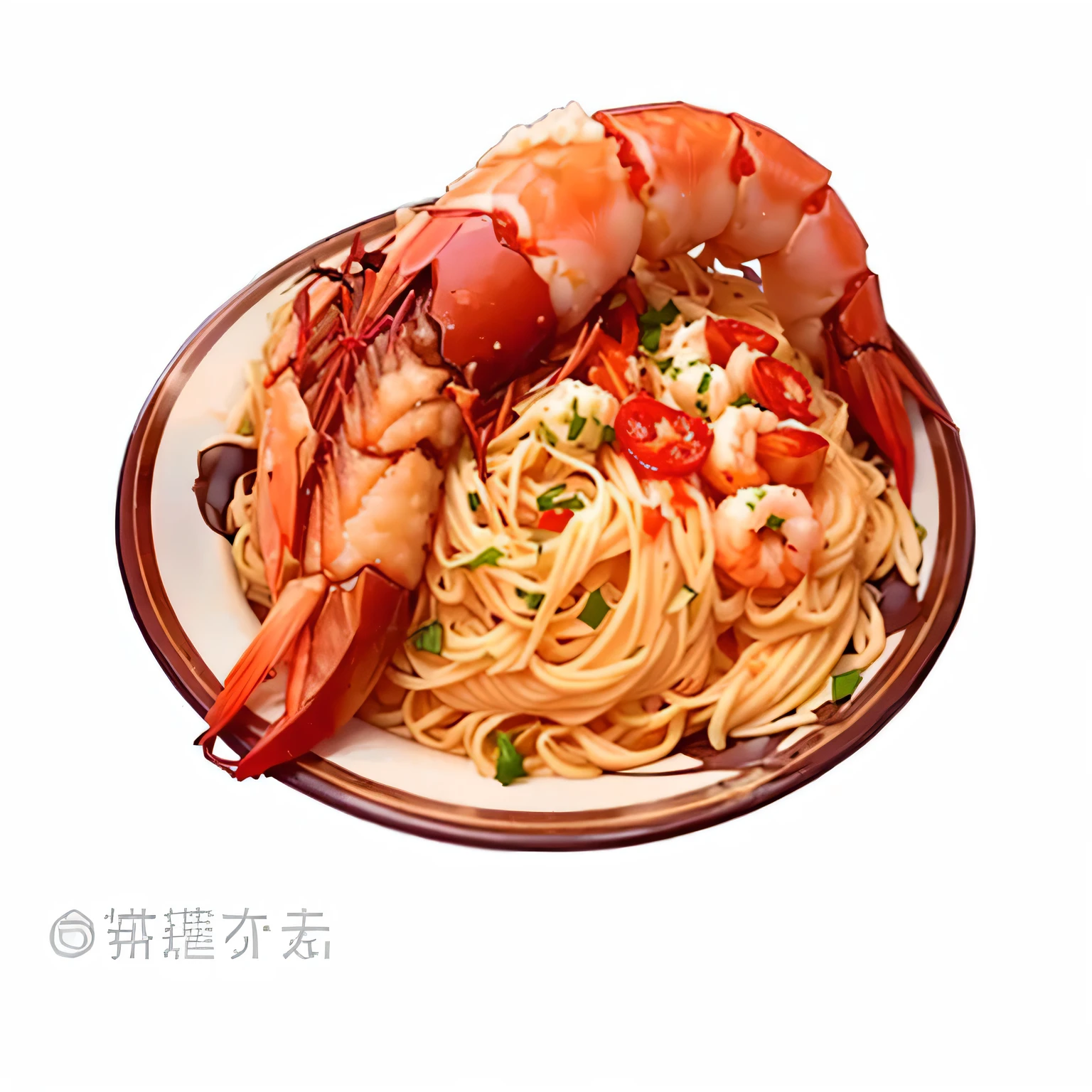 there is a plate of food with 龙shrimp and noodles on it, Anime Food, crabcore, Crustaceans, 龙shrimp, surreal的食物图片, Okame, delicious food, Fettuccine, ❤🔥🍄🌪, Amazing food illustrations, eating Fettuccine, Fantasy food, ( surreal ), Fantasy food world, shrimp, ( surreal, Very tasty