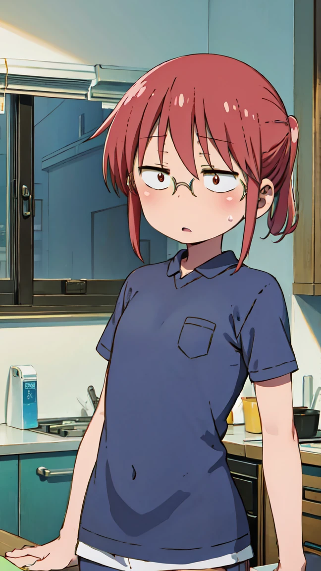 Kobayashi, blushing, frown, Suspender Naked Apron, 