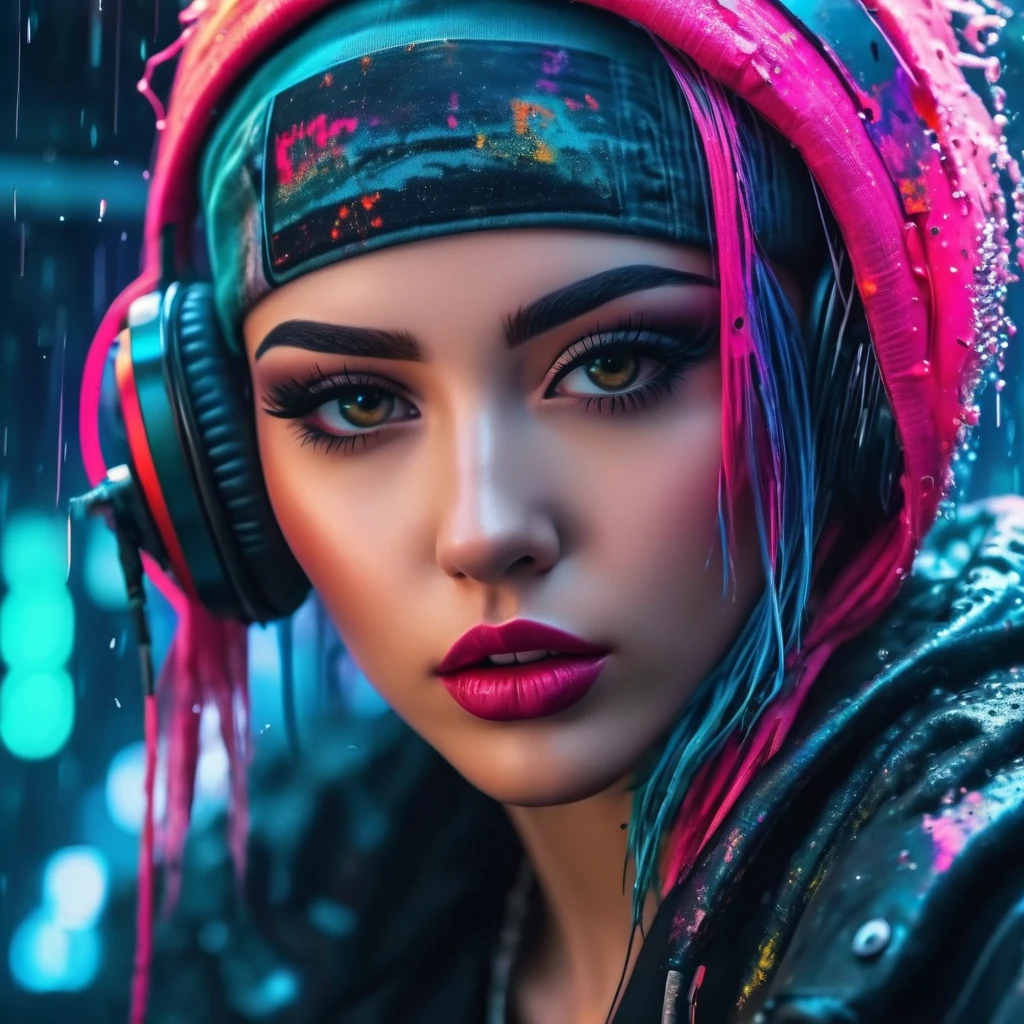 create an image demonstrating the style of ((Cyber Grunge)) style, hyper realism, 8k high definition, vibrant colors, sharp focus, insanely detailed