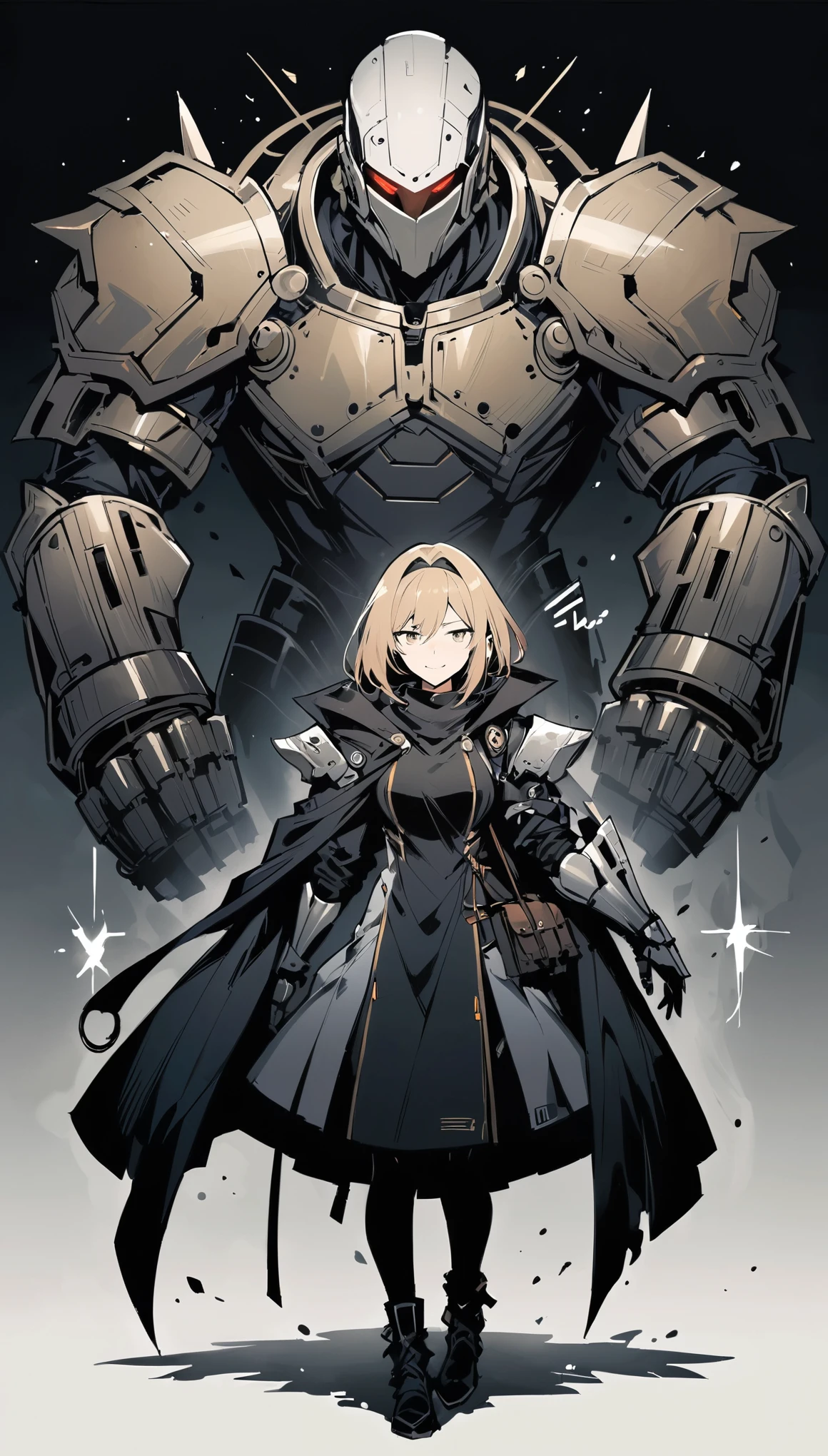 in style of ashley wood,in style of Santiago Caruso,in style of Alex Hirsch,
{1girl:1.3},{asymmetrical hair:1.1},{oversized breasts:1.2} {oversized forearms:1.5},{arm armor:1.4},{oversized shoulder:1.5},{a proud smile:1.1},silence,{squinting:1.4}