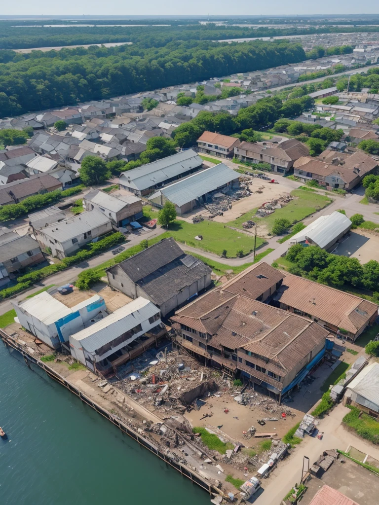 Many supply factories and depots、Peaceful summer scene、Traces of an ancient civilisation、People who live there々Appearance、
supply、Runaway drone、Collapsed rubble、Scene of removal、A person dressed in turn-of-the-century clothing々、Anime image quality