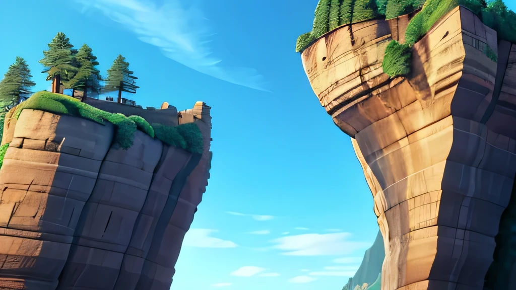 The sky is sandwiched between two high cliffs on either side.
