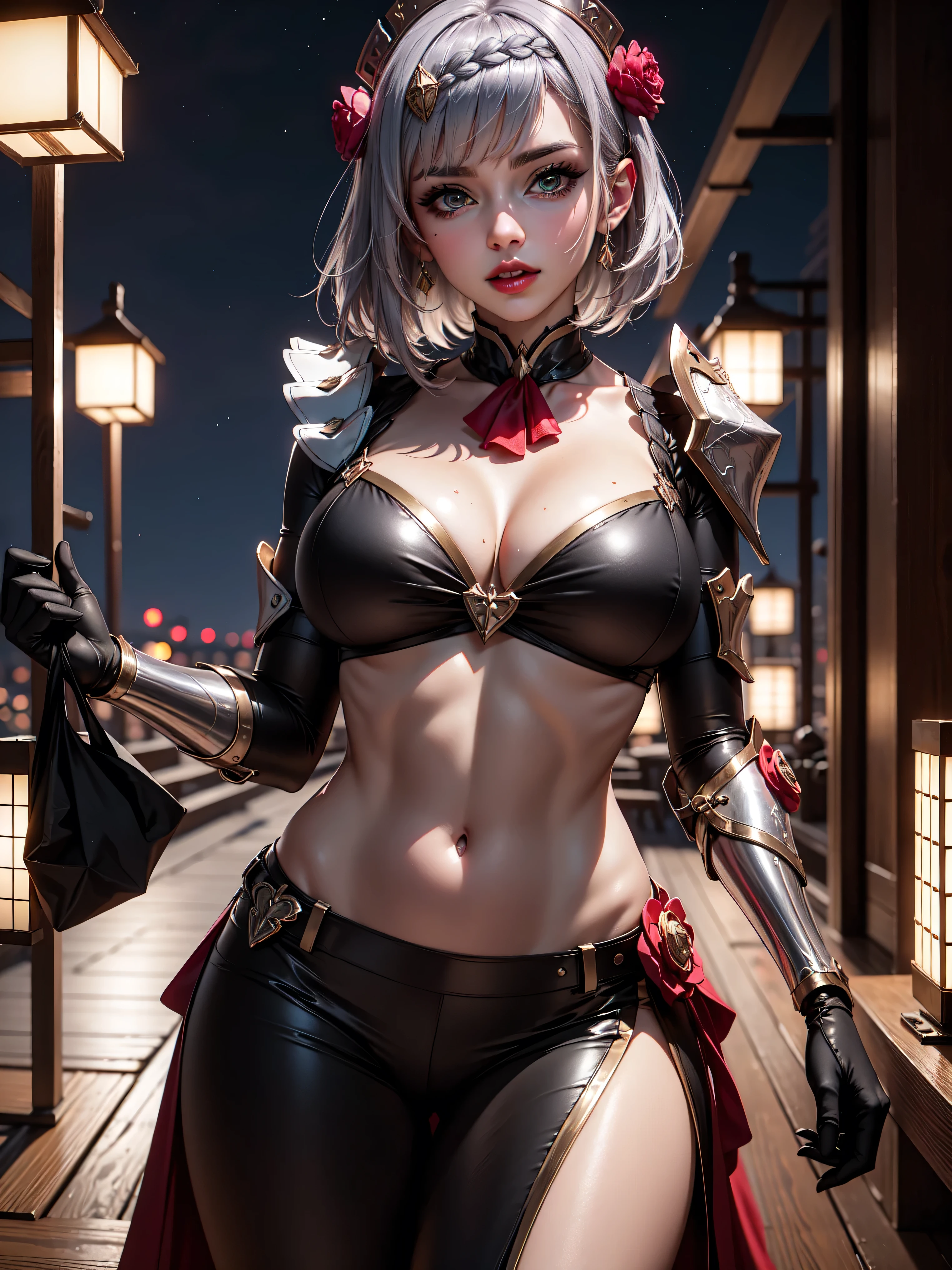 ((masterpiece)),(bestquality),((ultra-detailed)), ((beautiful detailed sky)), ((cinematic lighting)), depth of field, (dynamic angle),detailed lighting,(beautiful detailed eyes), ((japan night view)),red lip, eyeshadow,large , (eroticexy)), cleae, naveledef, noellernd)
