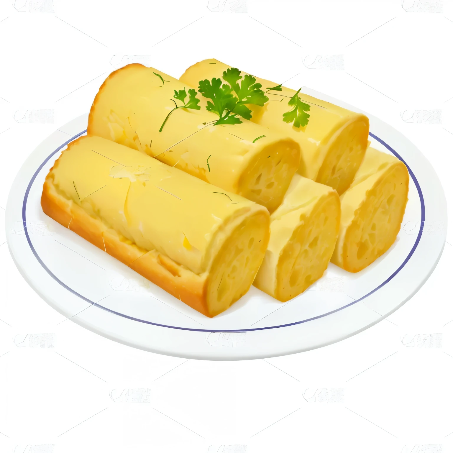 Three rolls of bread and a sprig of parsley on a plate, (cheese), Wang Chen, Black person, Monitor, serve on a plate, Anime Food, Leisure Style, abcdefghijklmnopqrstuvwxyz, 2506921471
