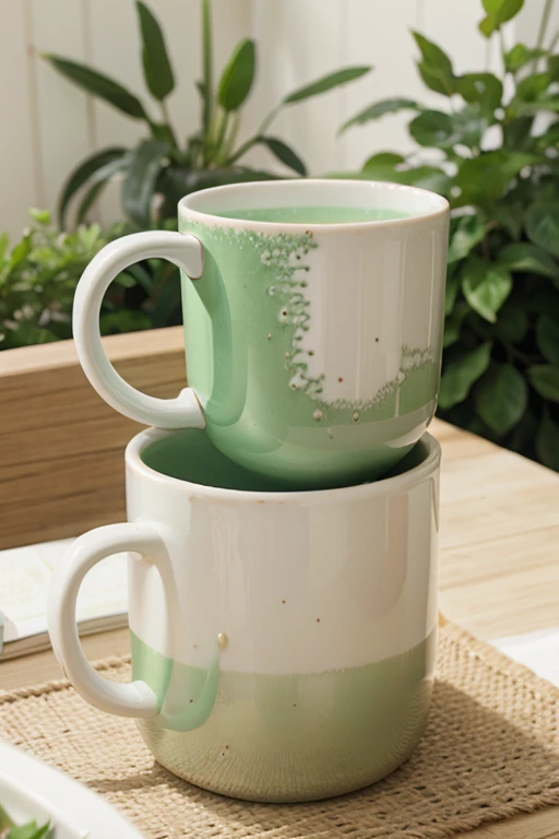 create white and green mug