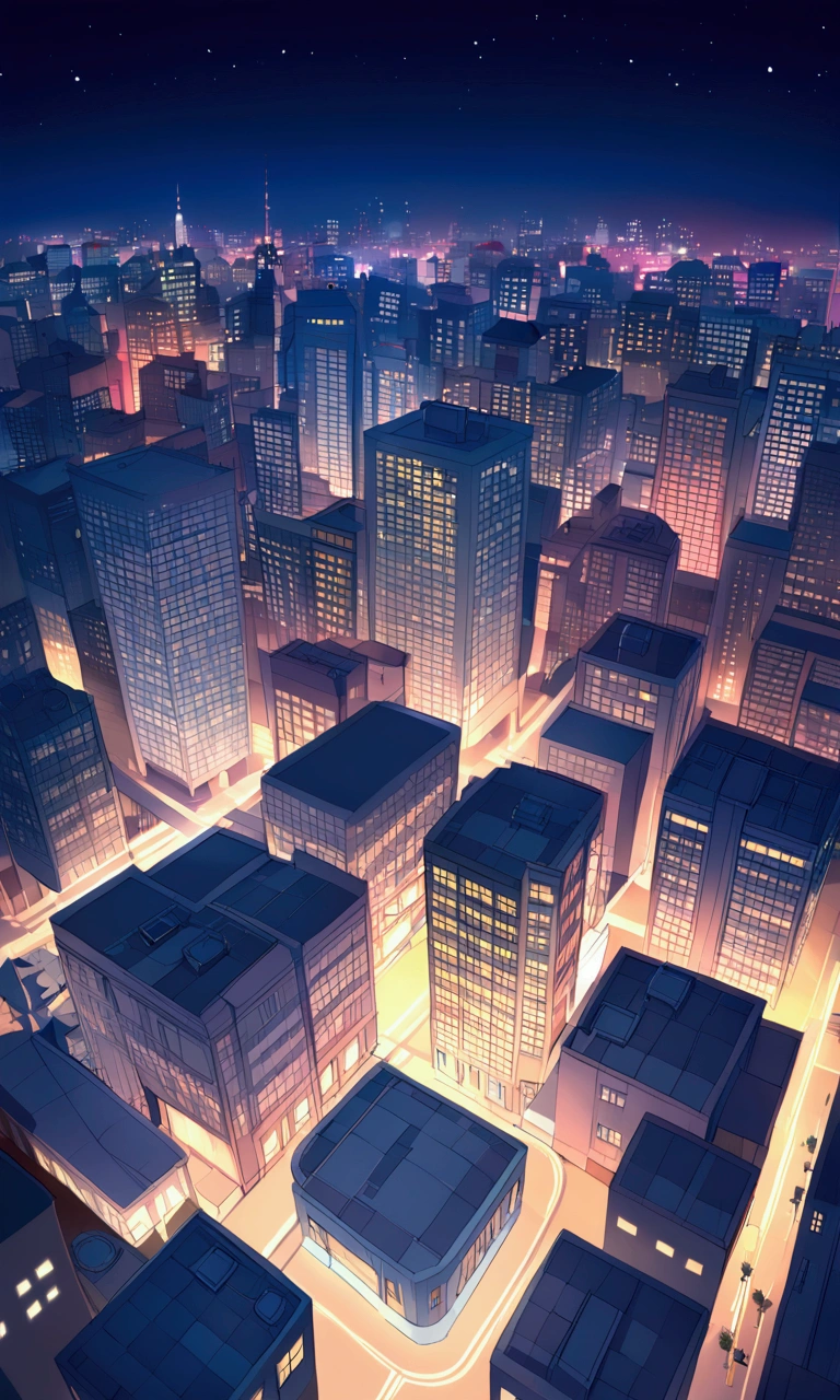 Night view,Buildings,City,colorful,busy