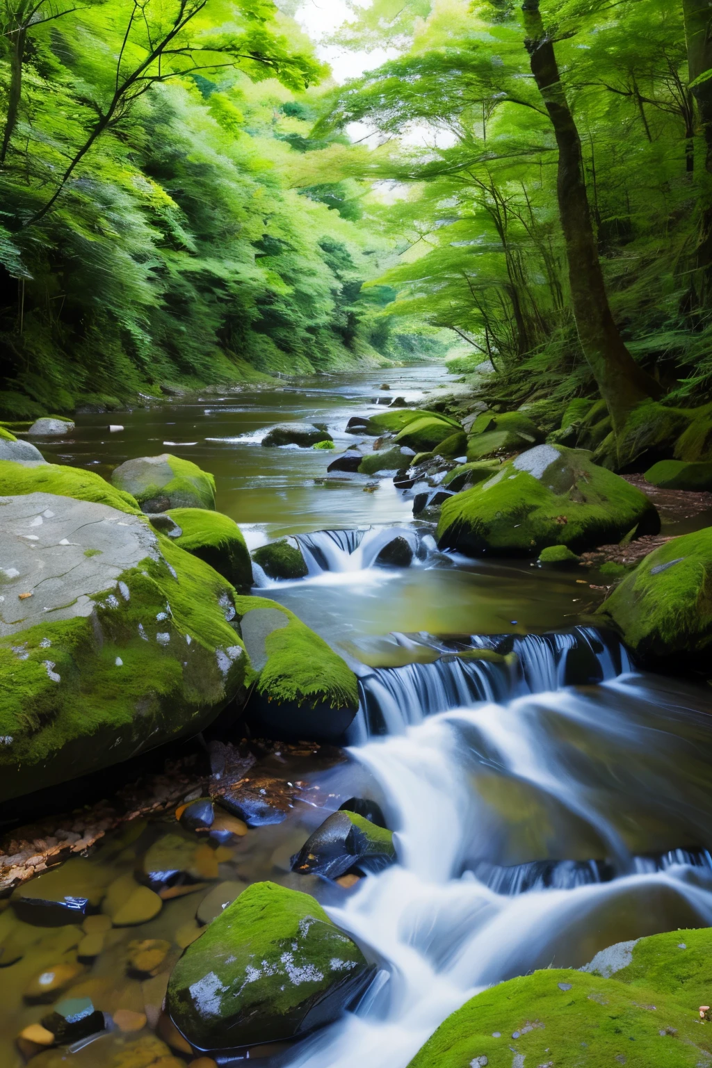 The murmur of a stream The chirp of cicadas Japanese river Summer Forest