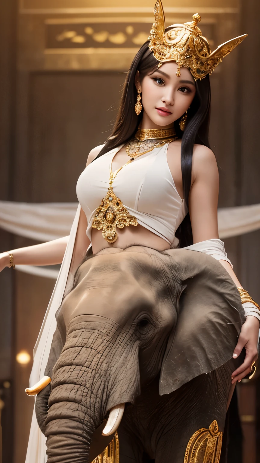 /imagine prompt
A creature with the head of an elephant and the body of a human woman with an outstanding style. She has a graceful and intelligent atmosphere. Her elephant head and human body are well-balanced and harmonious. She wears clothes that accentuate her style.