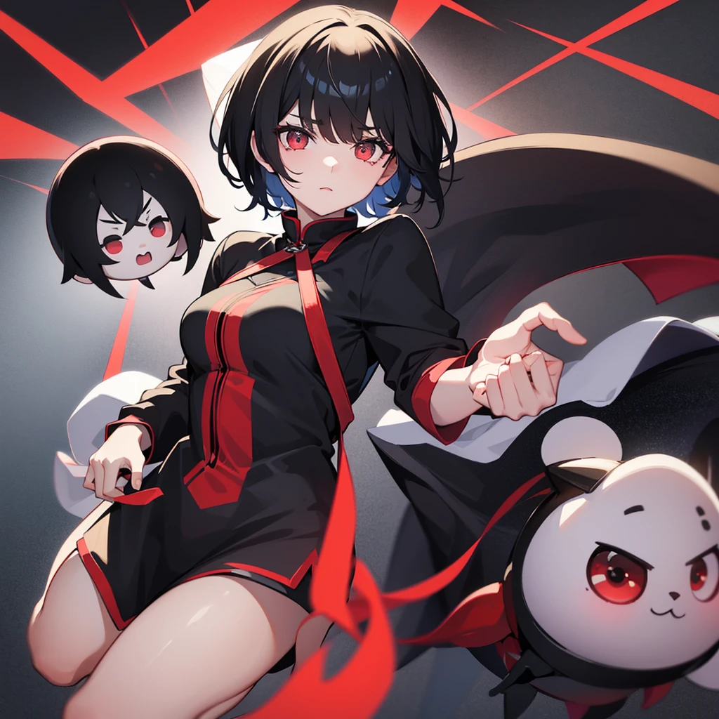 Neutral gender with short black hair and red eyey hobby is photography。Trying to capture the strange phenomenon々Are active。