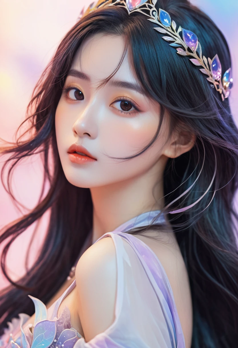 perfectly structured, (watercolor), Digital Illustration, Anime style, Mysterious Dark Princess, Very detailed, Volumetric Lighting, Kawaii pastel colors, Dynamic Synthesis, The image is clear and sharp, (Beautifully, sublimation:1.2), Beautiful beyond words,