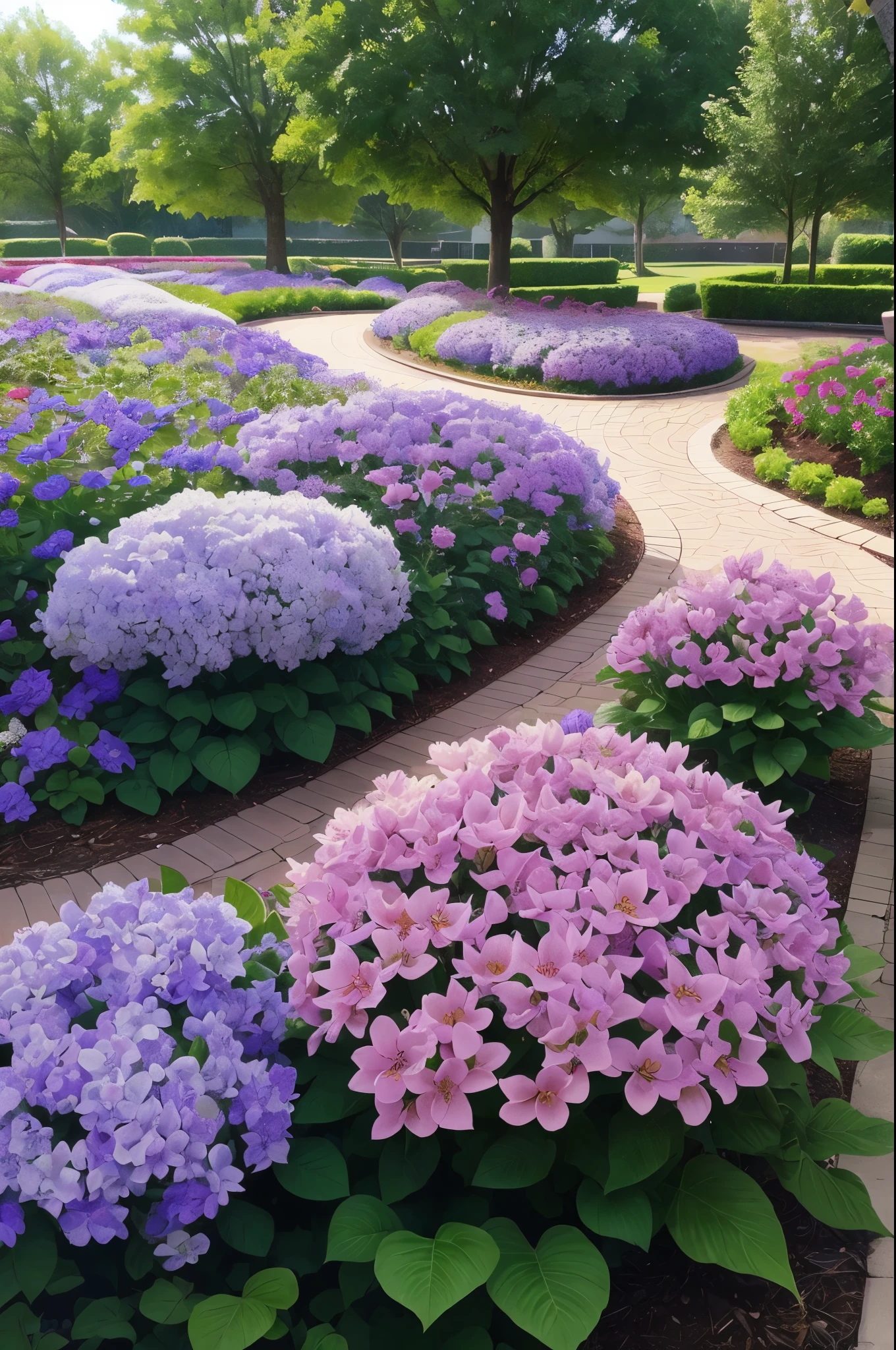 purple flowers are growing in a flower bed in a yard, a pastel by Manuel Ortiz de Zarate, flickr, hurufiyya, purple flower trees, beautiful flowers growing, incredibly beautiful, beautiful!!!!!!!!!, lush plants flowers, flowers and trees, lush flowery outdoors, beautiful large flowers, beautiful flowers, lush trees and flowers, beautiful plants, beautiful image, just beautiful