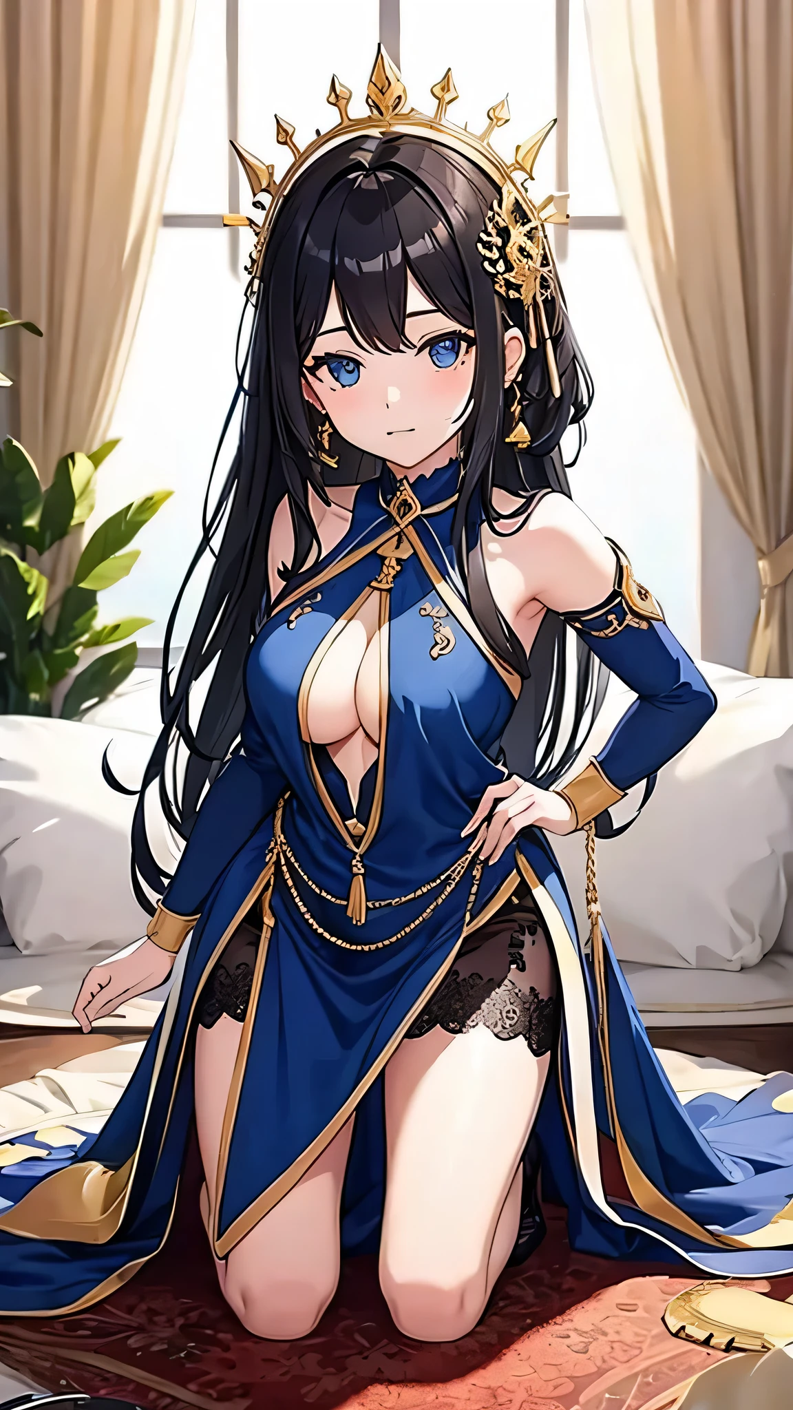 Unparalleled beauty，Beautiふul woman，Princess，，Get on all fours，Kneeling position，Butt-pushing posture，Dog Pose，Kamimei，(Collar with chain), Tabletop, Highest quality