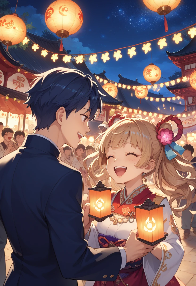 score_7_up,score_8_up,score_9,source anime,surper detail,1girl,Countless glowing lanterns are released into the night sky, illuminating the entire sky. People hold hands, laugh, and enjoy the moment. Surrounded by warm light, it is a heartwarming and memorable festival night.