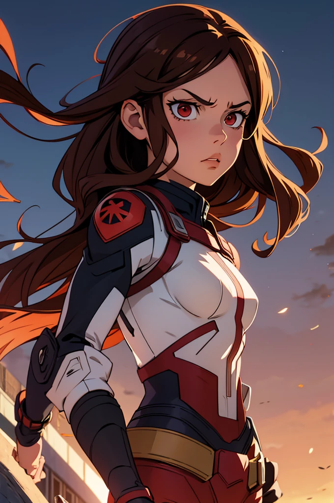 Concep ART, Character, One girl, female focus (brown hair, blue eyes, long hair), boku no hero academia, Injury, masterpiece, highest quality, so beautiful, Absurd