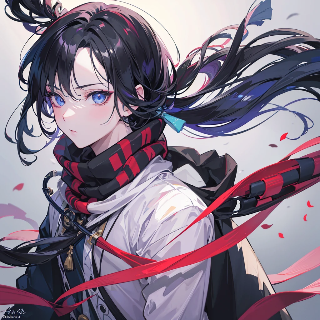 (best quality,4k,8k,highres,masterpiece:1.2),ultra-detailed,(realistic,photorealistic,photo-realistic:1.37),highly detailed anime boy in the style of kimetsu no yaiba,beautiful detailed eyes,beautiful detailed lips,extremely detailed eyes,dramatic lighting,vivid colors,vibrant,chiaroscuro,cinematic composition,epic scale,stunning details, wearing a scarf covering his mouth