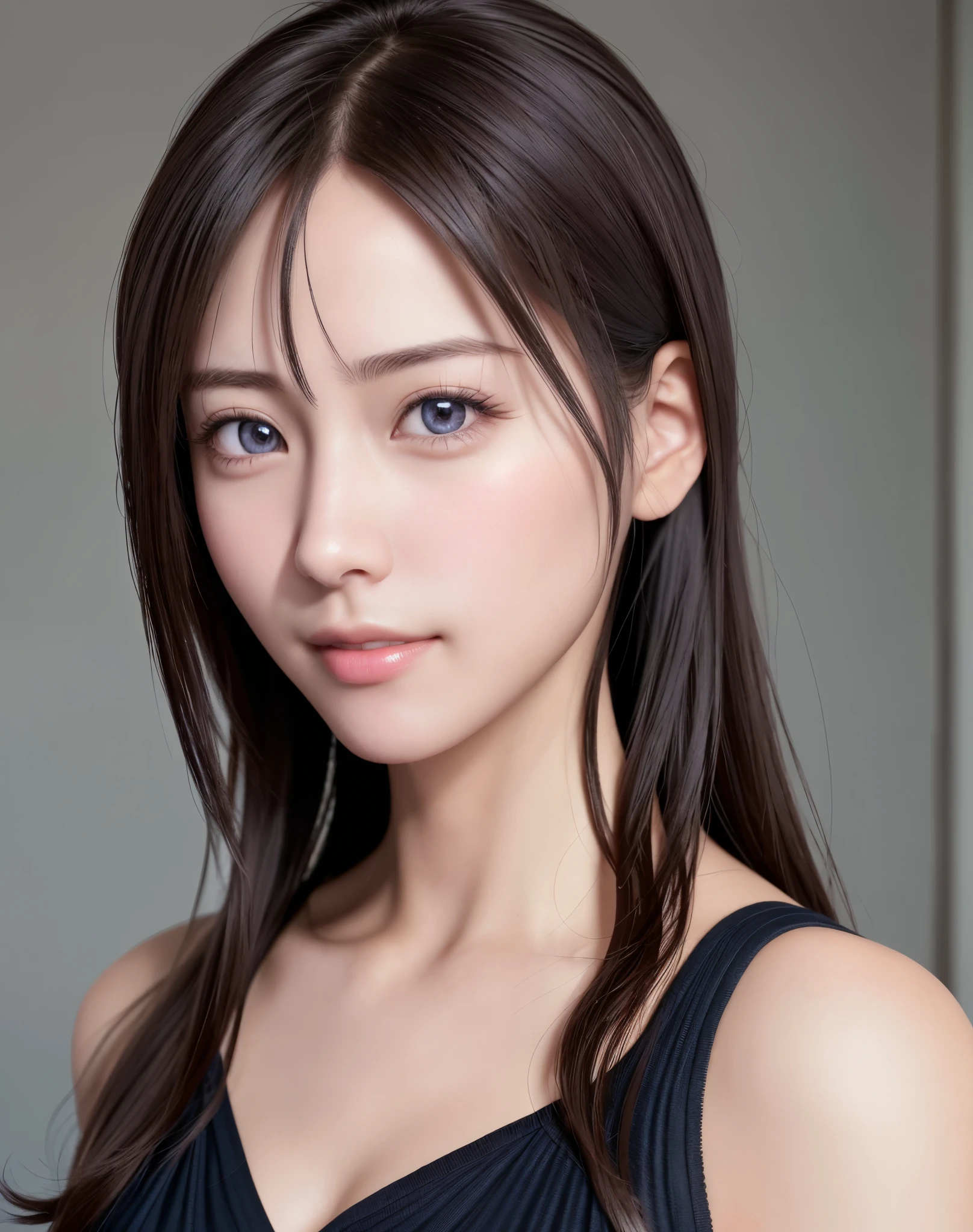 (8K, of the highest quality, masutepiece), (A hyper-realistic, Photorealsitic), top-quality、 smooth and beautiful, incredible detailing, Beautiful eyes, of the highest quality, Official art,detaileds, hight resolution, Super beauty, extremely detailed eye and face, Shy、A slight smil