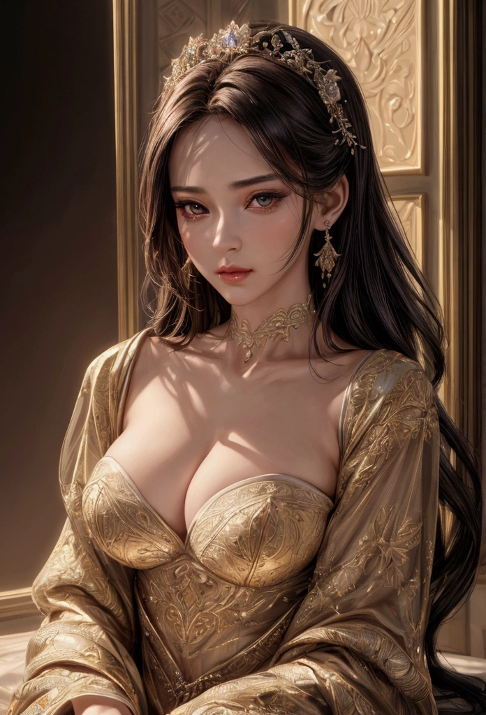 a beautiful woman, extremely detailed and realistic, medium breasts, looking directly at the camera, seductive expression, cinematic lighting, highly detailed face, photorealistic, 8k, masterpiece, high quality, intricate details, hyper realistic, sharp focus, vivid colors, elegant, sensual, alluring