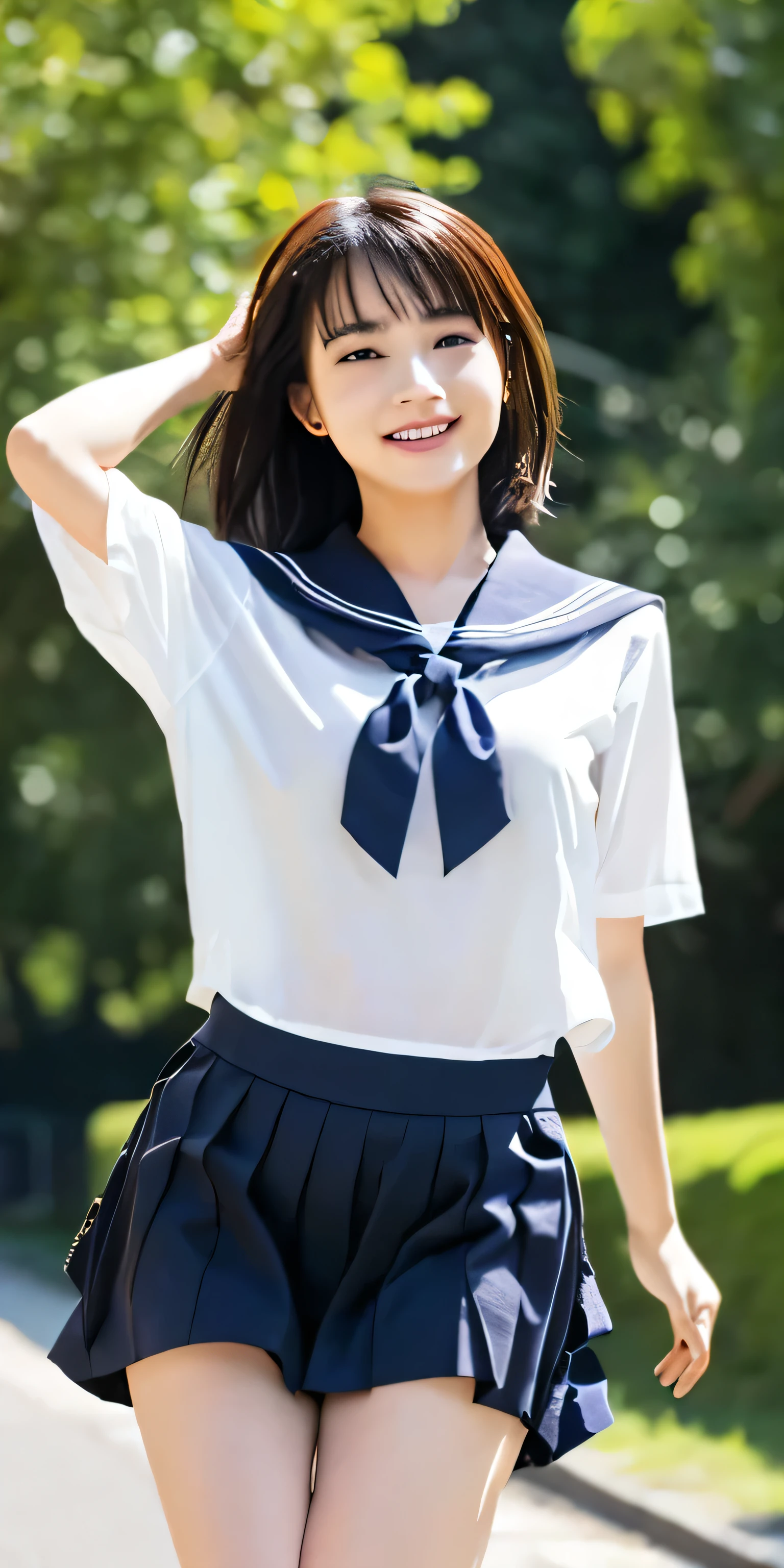 Browsing Caution、 Wearing Sailor suit、8K RAW Photos, ((Sailor suit))Highest quality, masterpiece,Cute Face、dual、 ((Sailor suit))He has smooth skin and delicate features..、Small face、Thick lips、Beautiful Eyes、sight、Cute hairstyle.、Her ample breasts and eyes reflected deep intelligence and sensitivity., It gives the impression that the entire universe is there.. Her hair is shiny、It had a flowing texture.., The way it sways gracefully in the wind creates a poetic atmosphere... Her smile gave a gentle and kind impression.., Similar to the joy of blooming flowers. Her inner depth and spiritual sophistication were reflected in her appearance.。., She is a person々It is a source of hope and fascination.((Jump:2.0))