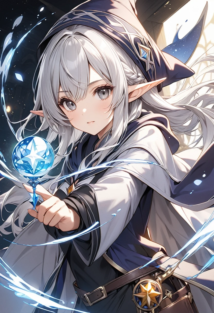 Silver Hair、Grey Eyes、Elf、Wizard