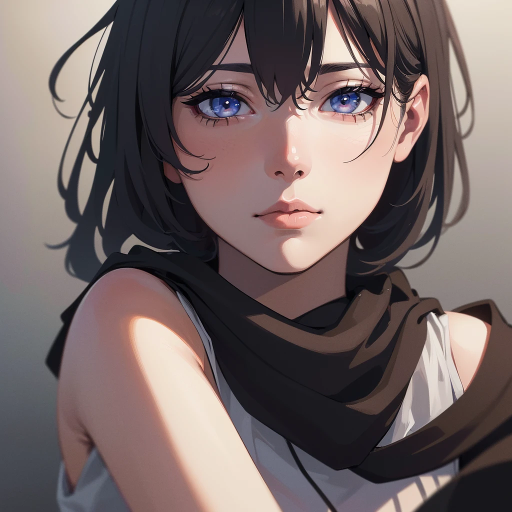 (best quality,4k,8k,highres,masterpiece:1.2),ultra-detailed,(realistic,photorealistic,photo-realistic:1.37),highly detailed anime boy,beautiful detailed eyes,beautiful,extremely detailed eyes,dramatic lighting,vivid colors,vibrant,chiaroscuro,cinematic composition,epic scale,stunning details, a scarf covering his mouth, short black and grey hair 