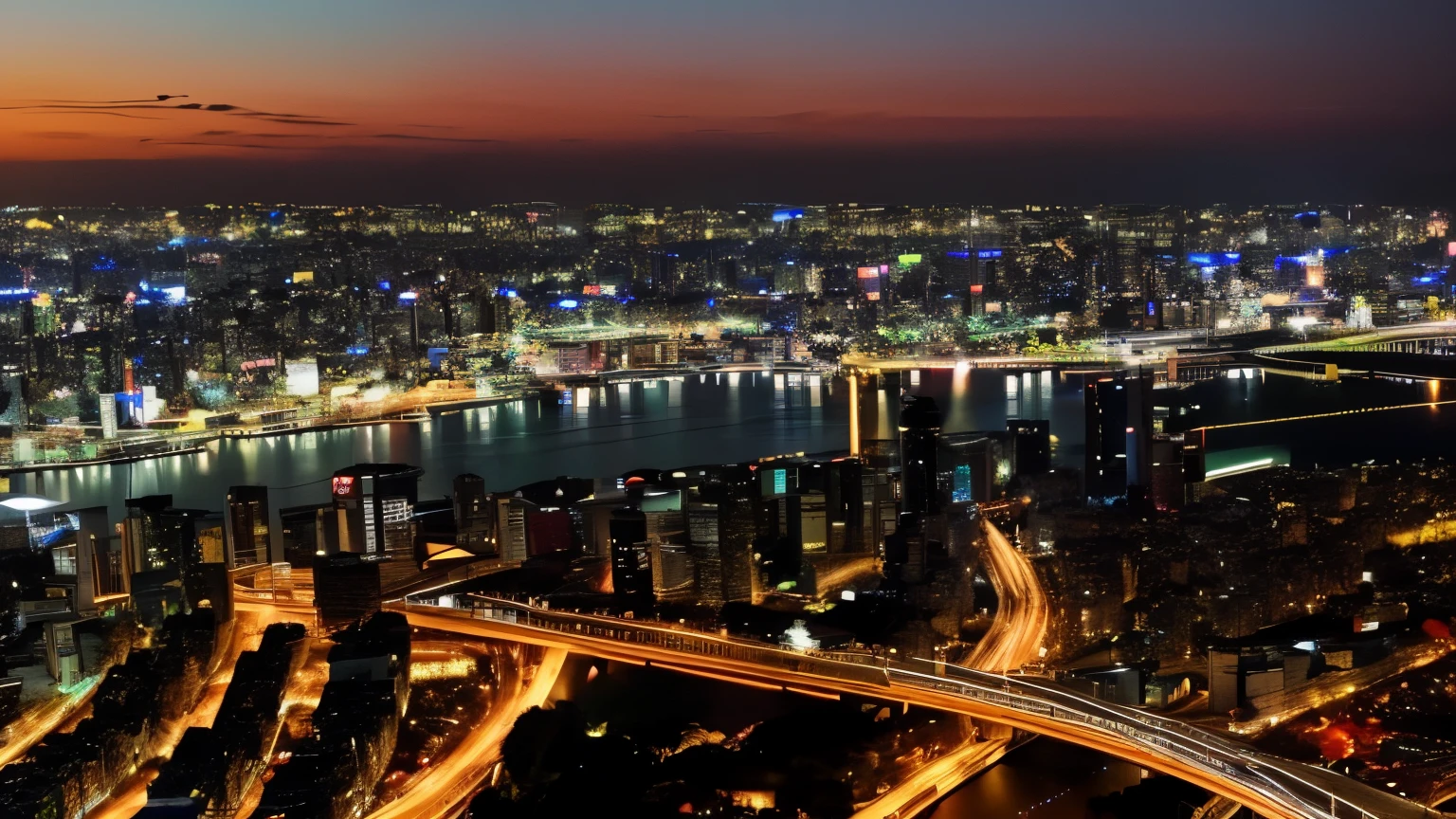 Giant crescent moon、high resolution、born、Standing at Tokyo Skytree、20-year-old woman、Night Scenery、Milky Way Galaxy、Andromeda Galaxy、Tokyo street corner、Flowing Lines of Light、