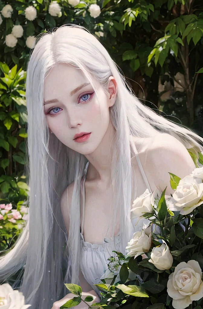 Porcelain skin, snow white skin, purple space eye color, high quality, masterpiece, detailed.