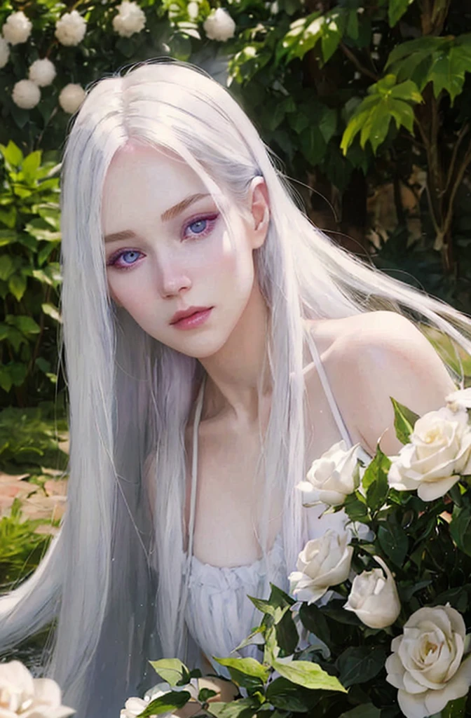 Porcelain skin, snow white skin, purple space eye color, high quality, masterpiece, detailed.