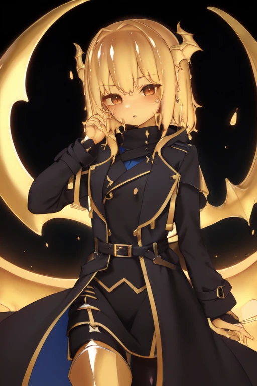 Waifu dragon slime adulta, busto grande,
with light armor and a dark trench coat, energi mask, obsidian sword (hd)