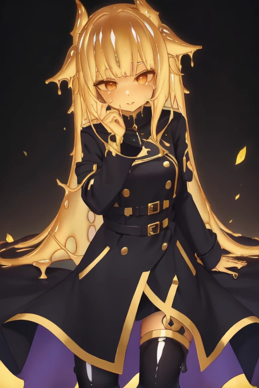 Waifu dragon slime adulta, busto grande,
with light armor and a dark trench coat, energi mask, obsidian sword (hd)