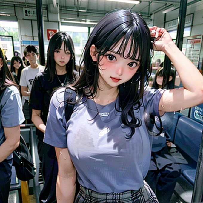 Browsing Caution、masterpiece、Idol、high school girl、Crowded train、Are standing、((whole body))、Hold the strap、Grey Shirt、Short skirt、((((脇Sweat))))、((((Body odor))))、(((Sweat)))、(((odor)))、((Masturbation))、((((Sweat染み))))、((hot))、(((Embarrassing)))、erotic、