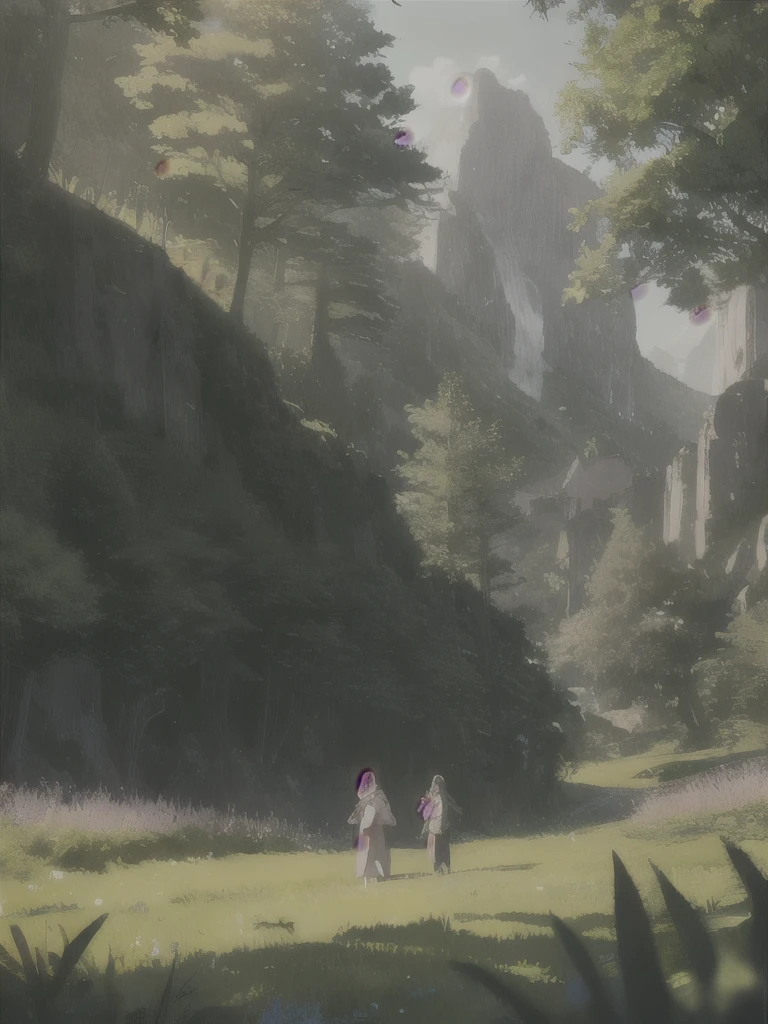 In a green meadow stands a girl leading a group of knights.
BREAK
With a brave expression, she guides them towards their destination.
BREAK
Behind her, a green forest stretches out and beyond that, mountains rise in the distance.
BREAK
The most suitable effect for this scene would be a watercolor painting technique to capture the softness of the meadow and the fluidity of the movement.
