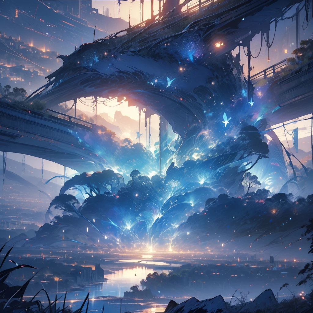 (masterpiece, 最high quality:1.2), (masterpiece, 最high quality:1.2), landscape, aerial photograph, Tropical Mountain々, landscape indigo accent, Mythology, Cinematic,detailed, Atmospheric,Backlight,amazing, Cinematic, Relating the Arts, Matte Paint, Beautiful views, Realistic lighting, masterpiece, high quality, Beautiful graphics, Attention to detail, ultra detailed, Cinematic lighting, High resolution, An illustration,