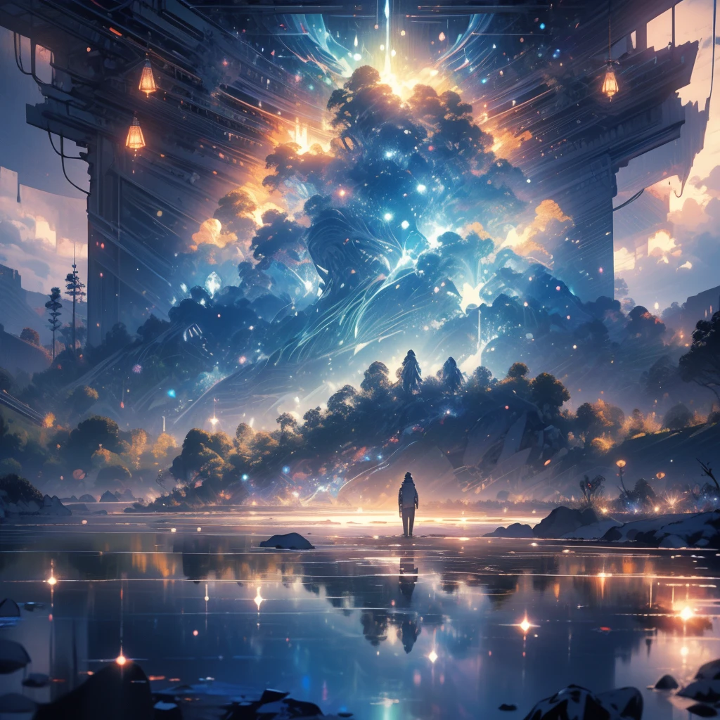 (masterpiece, 最high quality:1.2), (masterpiece, 最high quality:1.2), landscape, aerial photograph, Tropical Mountain々, landscape indigo accent, Mythology, Cinematic,detailed, Atmospheric,Backlight,amazing, Cinematic, Relating the Arts, Matte Paint, Beautiful views, Realistic lighting, masterpiece, high quality, Beautiful graphics, Attention to detail, ultra detailed, Cinematic lighting, High resolution, An illustration,