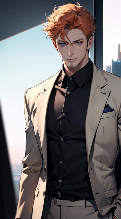 (best quality,4k,8k,highres,masterpiece:1.2),ultra-detailed,(realistic,photorealistic,photo-realistic:1.37),1 man,31 years old,mature man,very handsome,without expression,smile,short grey b
Orange hair,blue eyes,penetrating gaze,perfect face without errors,imposing posture,businessman,office background,cinematic lighting,hdr image