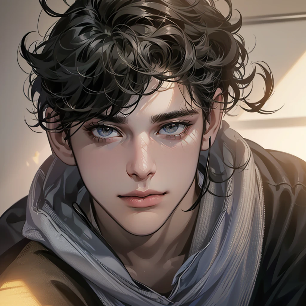 (best quality, 4k, 8k, high resolution, masterpiece: 1.2), ultra detailed, (realistic, photorealistic, photorealistic: 1.37), cinematic lighting, hdr image 1:4, a black man, 22 years old, very handsome, look gloomy, black eyes, black afro hair, sitting on the floor listening to music, headphones