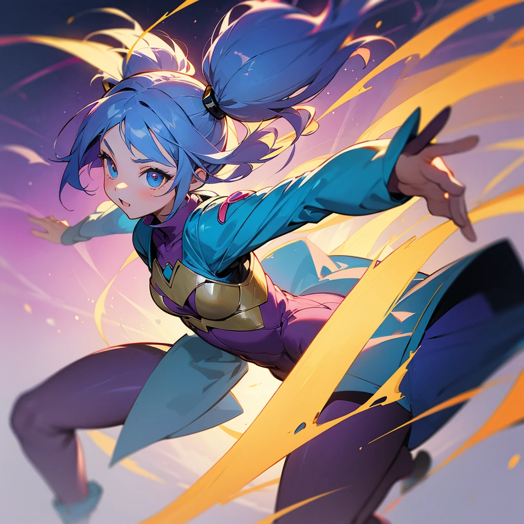 Draw a picture of a girl with pigtails wearing a magic suit.