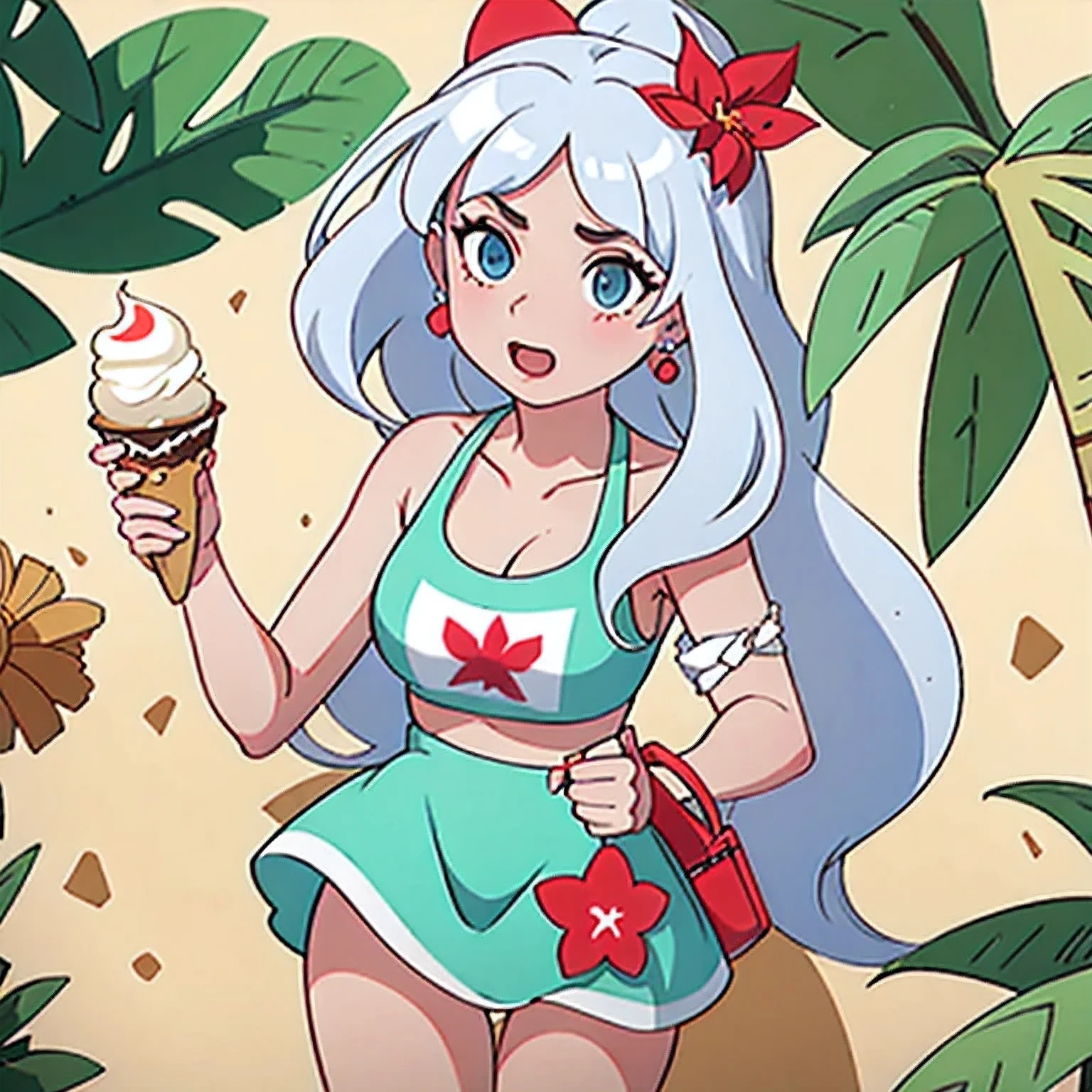 girl in a bikini eating an ice cream cone, eating ice cream, in a bikini, angela white, giorgia meloni, katy perry, in bikini, eating ice - cream, wearing spandex bikini, ice cream on the side, bikini, ice cream, wearing a bikini, candid photo of dirty, shiny plastic bikini, candid shot, cone, 1 girl, solo，in a green dress standing by a wall,portrait of female idol
