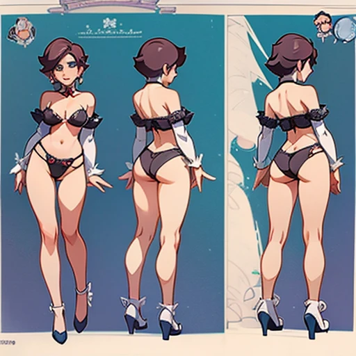 Erotic Lingerie design inspired by  daicy (súper mario), in various views (front and back)  ((Character sheet))