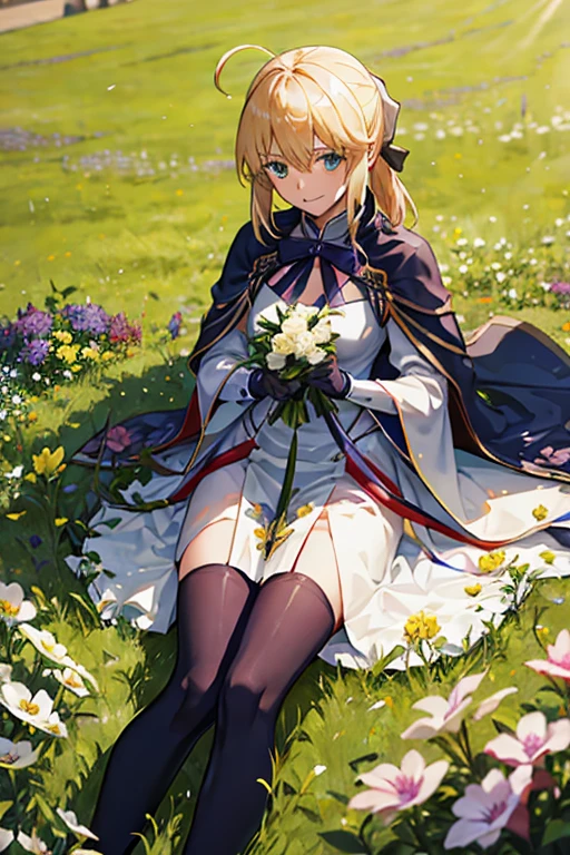 Artoria Caster、In the flower field、傍らにベレー帽