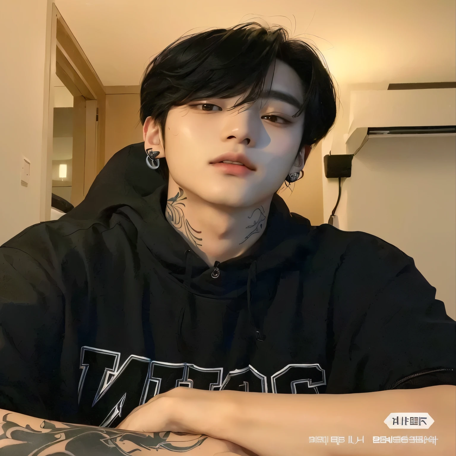 Arafed man with tattoos on his arms and neck sitting on a chair., Cai Xu Kun, kanliu666, jungkook, Kim Doyoung, sometimes ulzzang, Hyung Tae, 1 7--old  with a thin face, Yanjun Chengt, Jinyoung Shin, Inspired by Bian Shoumin, Profile picture, TaeJune Kim, profile picture, Taehyung, BTS, ulzzang, asian boy