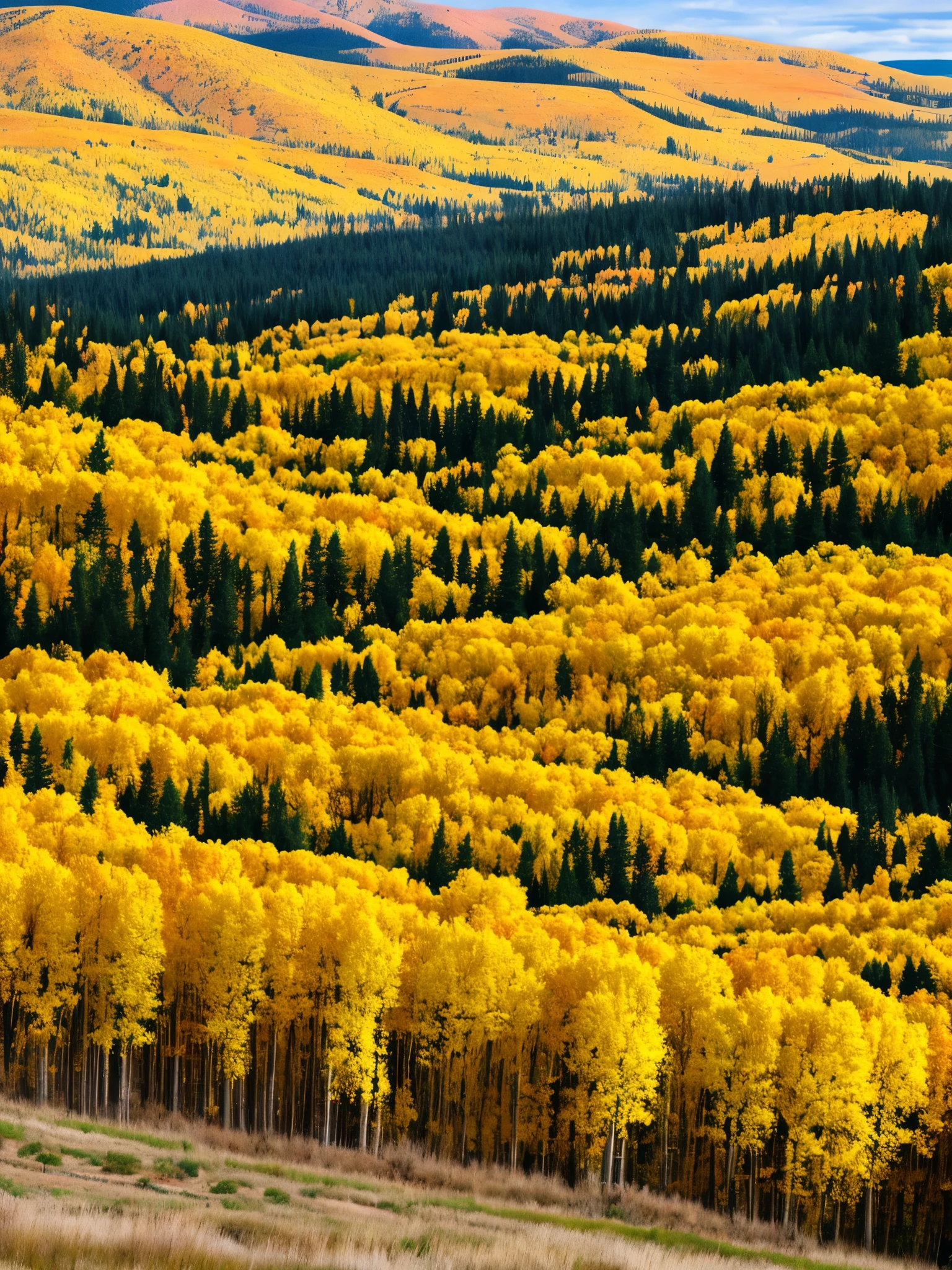 mountains in the distance with yellow trees in the foreground, wyoming, aspen grove in the background, autumn mountains, wind river valley, spectacular rocky mountains, rocky mountains, fall colors, scenic mountain setting, flickr, american west scenery, rocky mountains in background, muted fall colors, rocky meadows, shades of gold display naturally, glen, sienna, colorado mountains, fall foliage