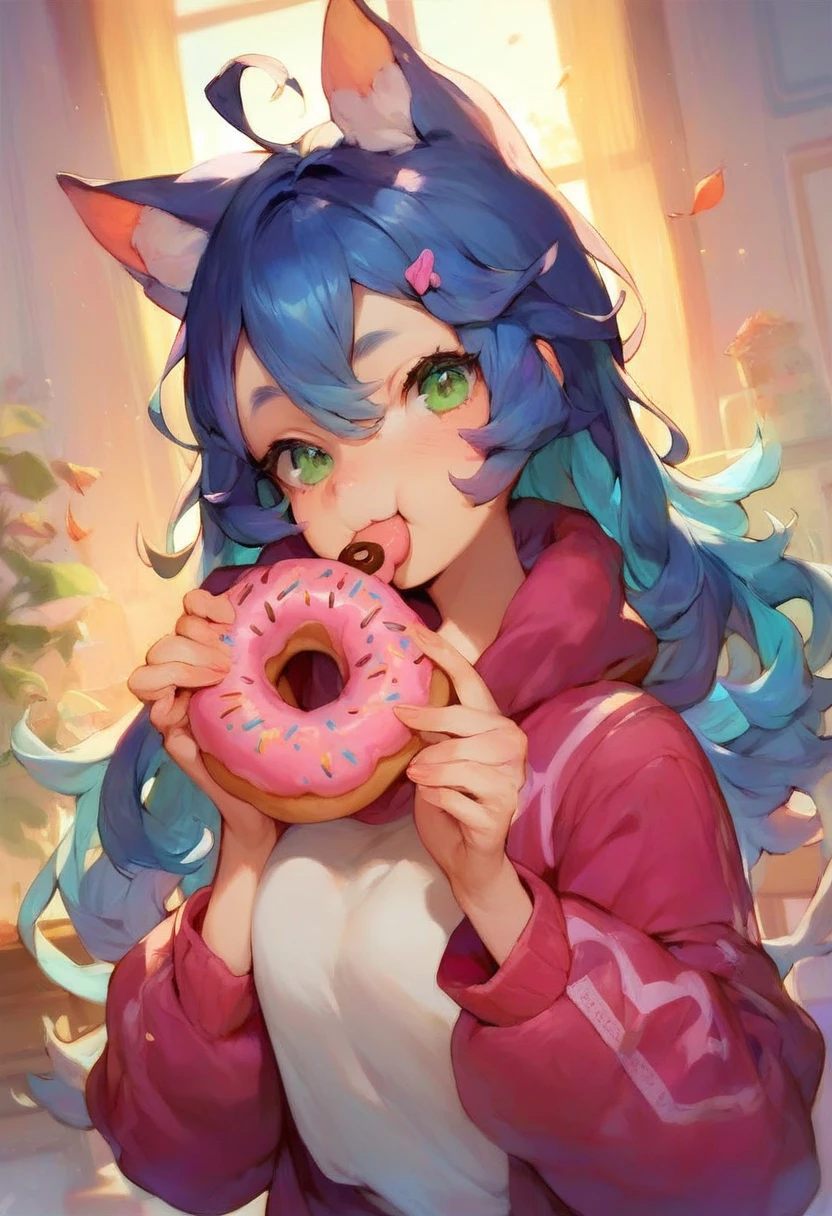 Cat eating donuts