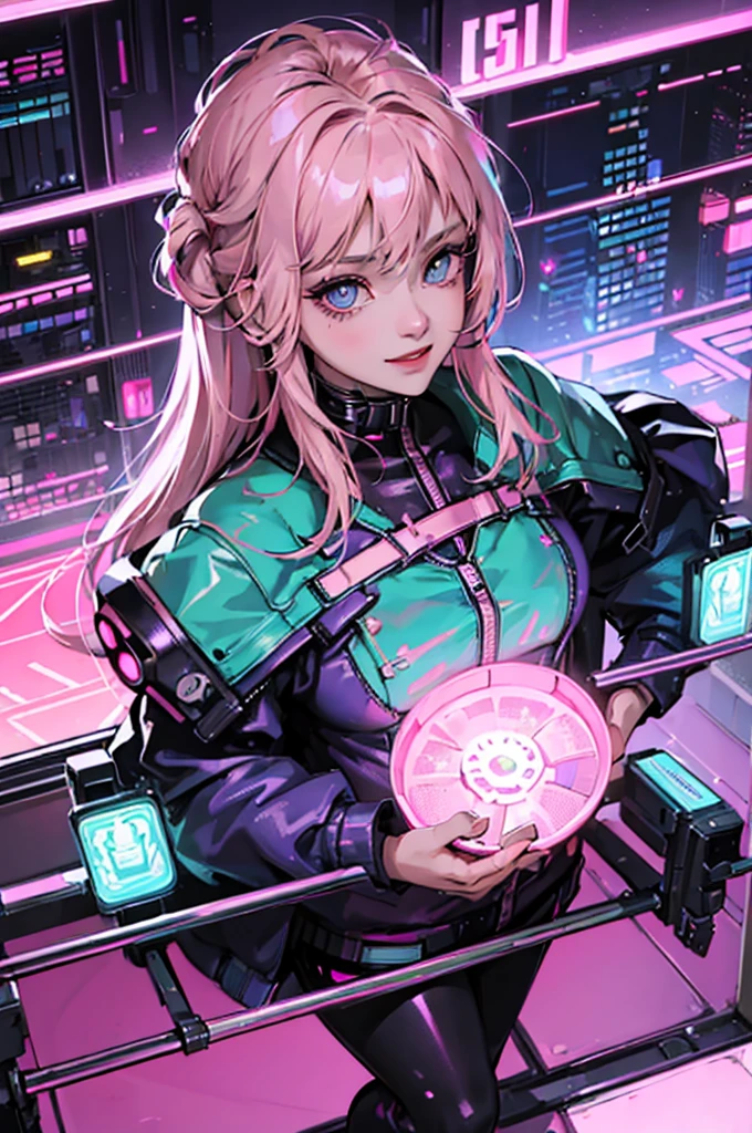 1male people、(A handsome man:1.4)、(A confident smile:1.2)、(30 age old)、(brunette color hair)、(Top image quality)、(8K picture quality)、(cyber punk perssonage)、(masutepiece)、(Wear a military uniform with a shiny cyberpunk hood)、(A confident smile:1.2)、(Full body photo)、(Excessively glowing flowers fly:1.5)、cinematric light, Cinema Shadow, Sharp images, Extremely detailed, volumetr, bright sprite, Particle effect, beautiful effects, Vivid colors, neonlight, (pink neon lights:1.5), Highly detailed image textures, detailed hairs, Detailed face, Detailed eyes, Full body photo, City、Dark hair、Flashing red light、Photo from the knee up、beautiful effects, Vivid colors, Highly detailed image textures, detailed hairs, Detailed eyes,(cyberpunk city landscape:1.5)、