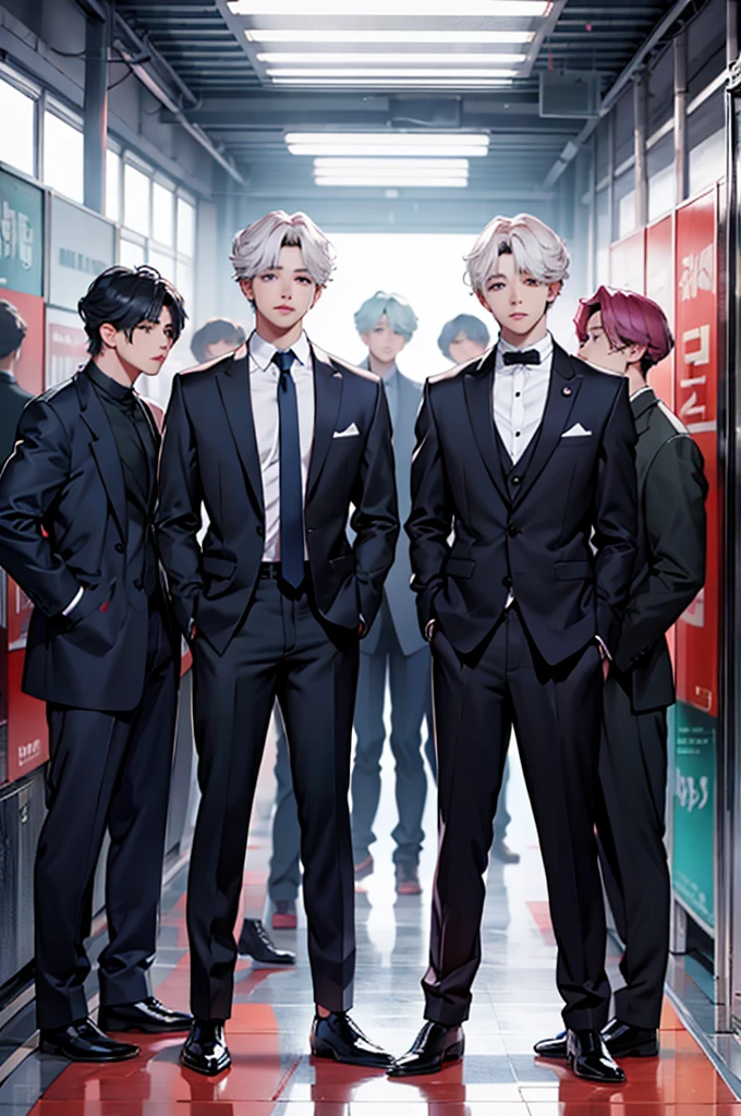 BTS all members standing next to each other, stylish 