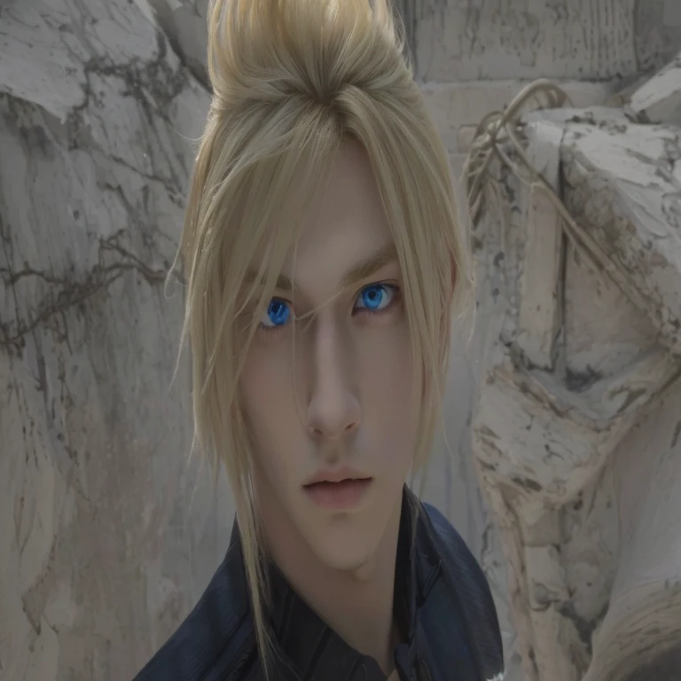 arafed image of a young man with a blonde hair and blue eyes, Realistic, real man 